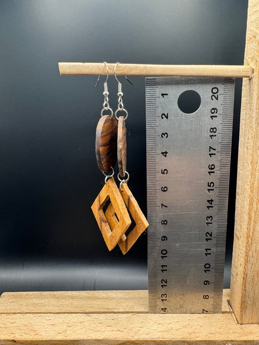 BOUCLES D'OREILLES DOUBLE NOYER