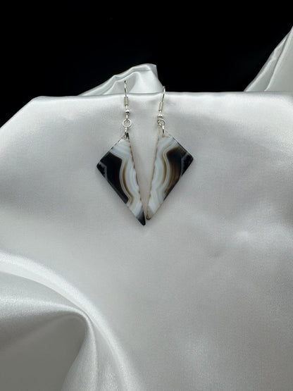 BOUCLES D'OREILLES Onyx à bandes noires