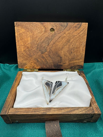 BOUCLES D'OREILLES Onyx à bandes noires