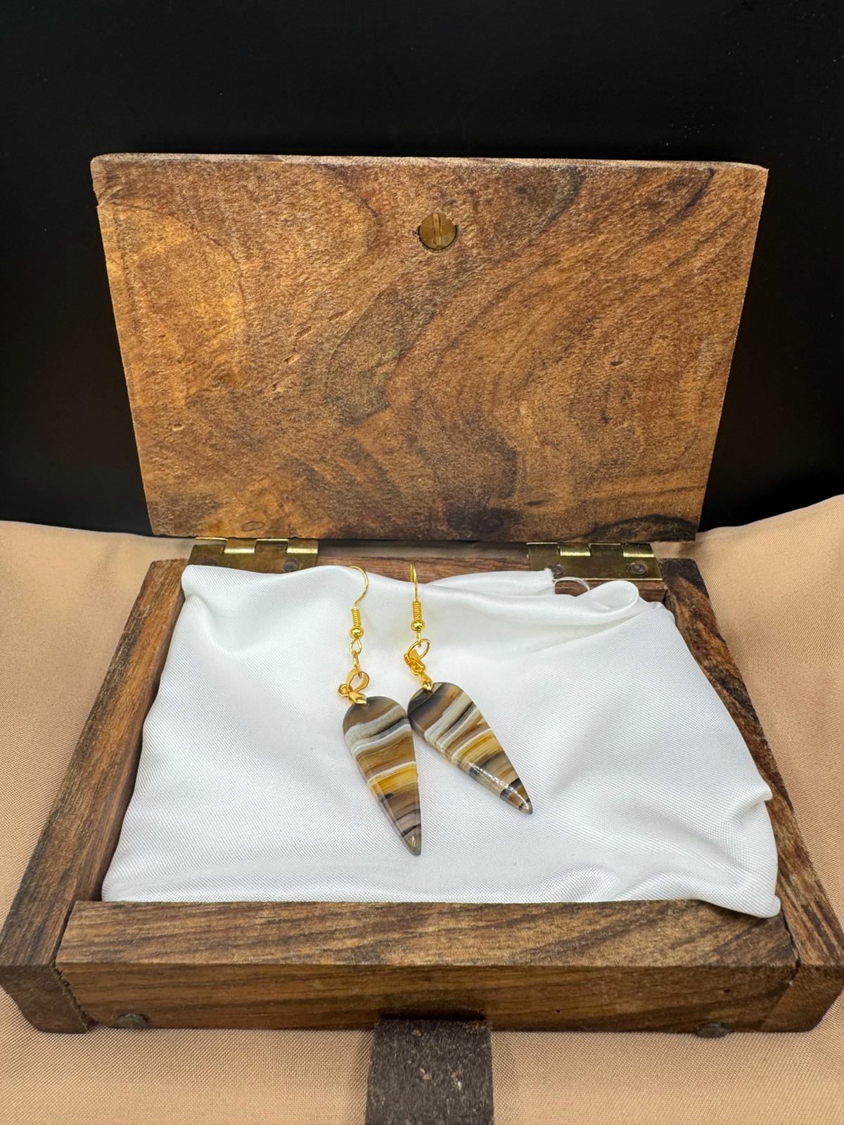 BOUCLES D'OREILLES Agate du Montana