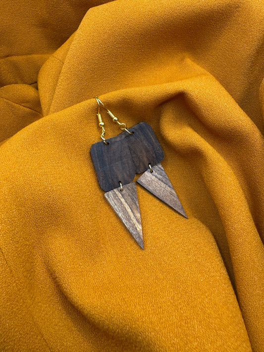 BOUCLES D'OREILLES DOUBLE NOYER