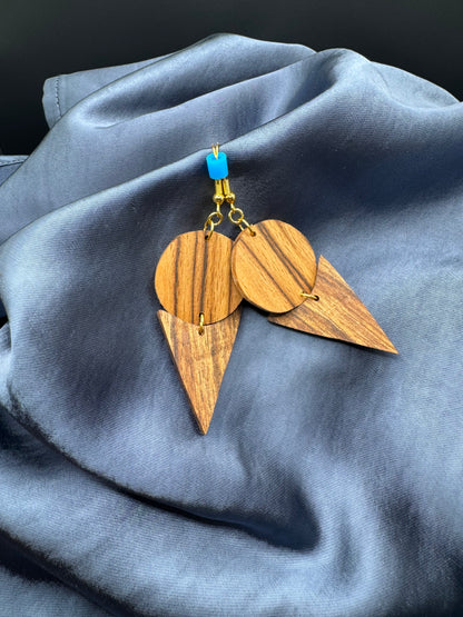 BOUCLES D'OREILLES DOUBLE NOYER