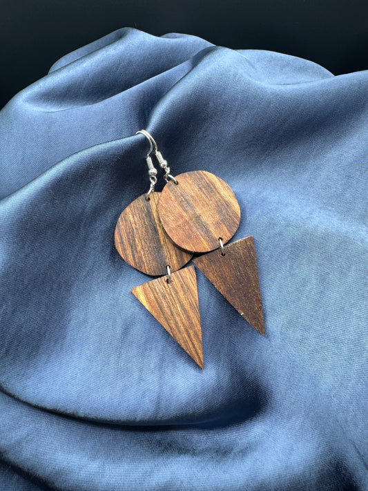 BOUCLES D'OREILLES DOUBLE NOYER