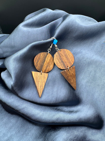 BOUCLES D'OREILLES DOUBLE NOYER