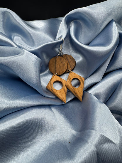 BOUCLES D'OREILLES DOUBLE NOYER