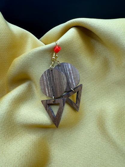 BOUCLES D'OREILLES DOUBLE NOYER