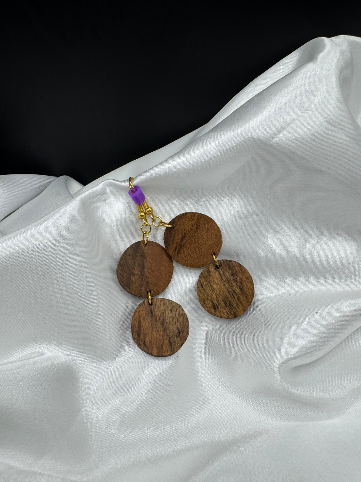 BOUCLES D'OREILLES DOUBLE NOYER