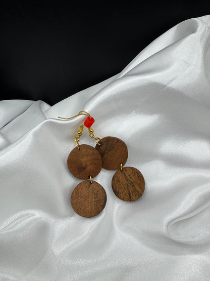 BOUCLES D'OREILLES DOUBLE NOYER