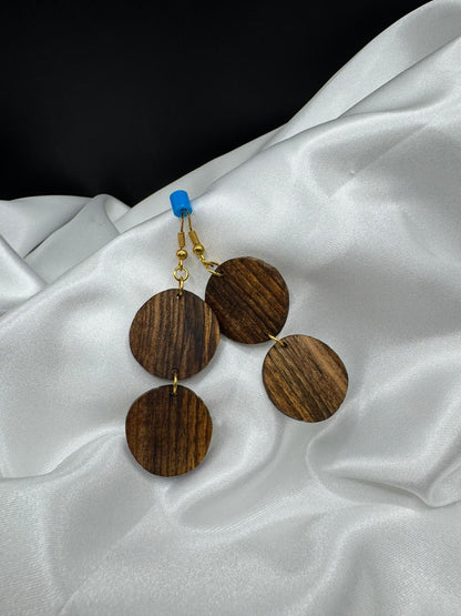 BOUCLES D'OREILLES DOUBLE NOYER