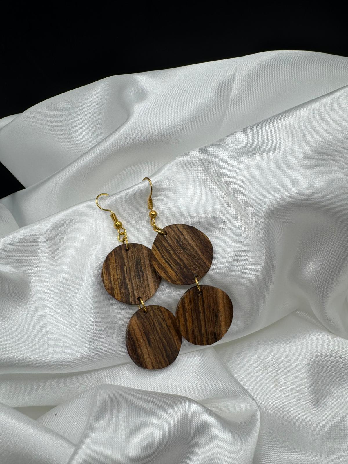 BOUCLES D'OREILLES DOUBLE NOYER